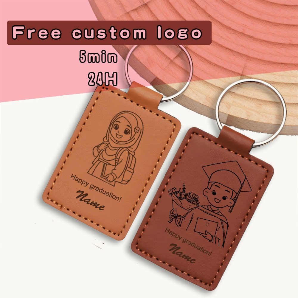 Personalized customization leather keychain number plate company store advertising promotion gift graduation birthday party travel souvenir