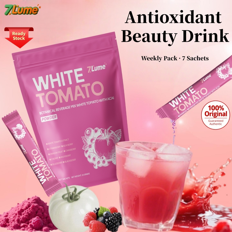 7LUME White Tomato Daily Beauty Supplement Drink Antioxidant Berry Blend Weekly Pack For Men & Women