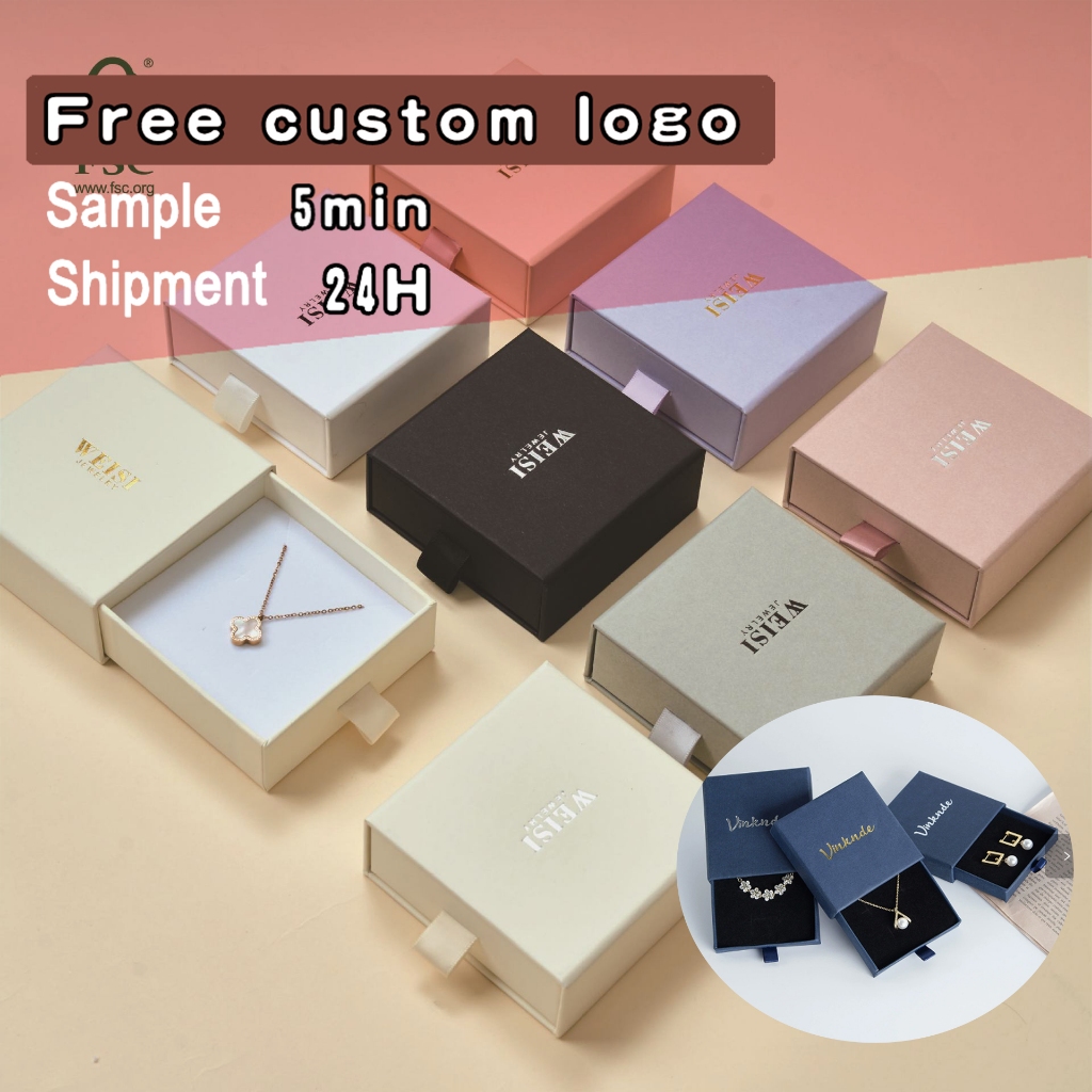 Free custom content Paper jewelry box Environmental jewelry box Travel portable jewelry storage box store gift Custom