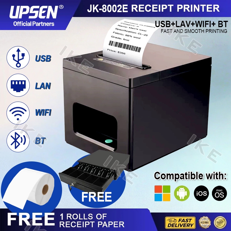UPSEN Multi-Interface 80mm Thermal Receipt Printer Support Windows/Android/iOS for Retail F&B