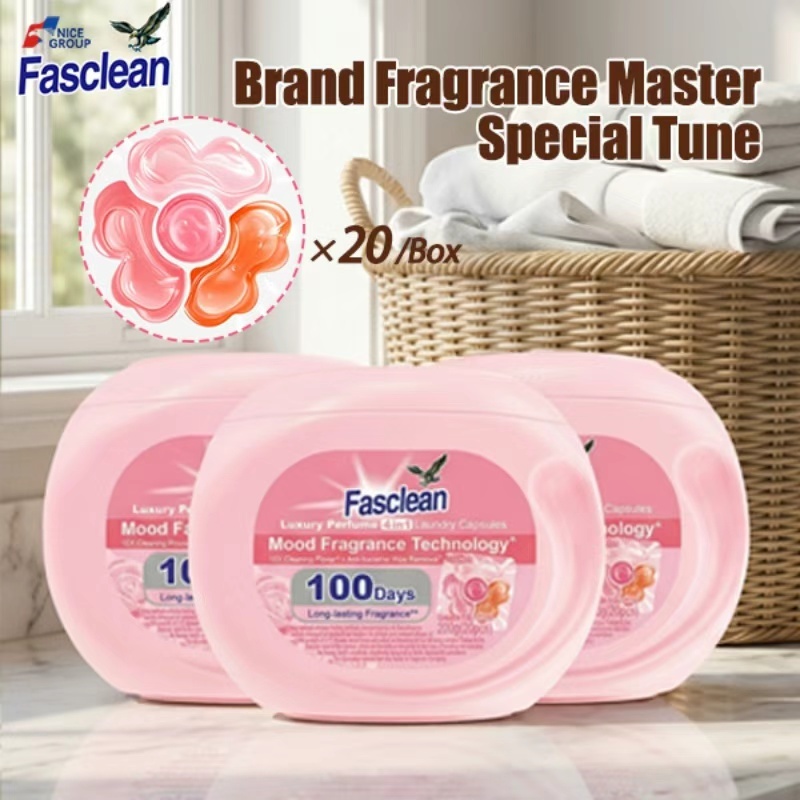 Fasclean 4 In 1 Laundry Beads Cleaning Soft Long Lasting Fragrance /Box 20pcs/Box [Minimum Oder 3 Boxes]
