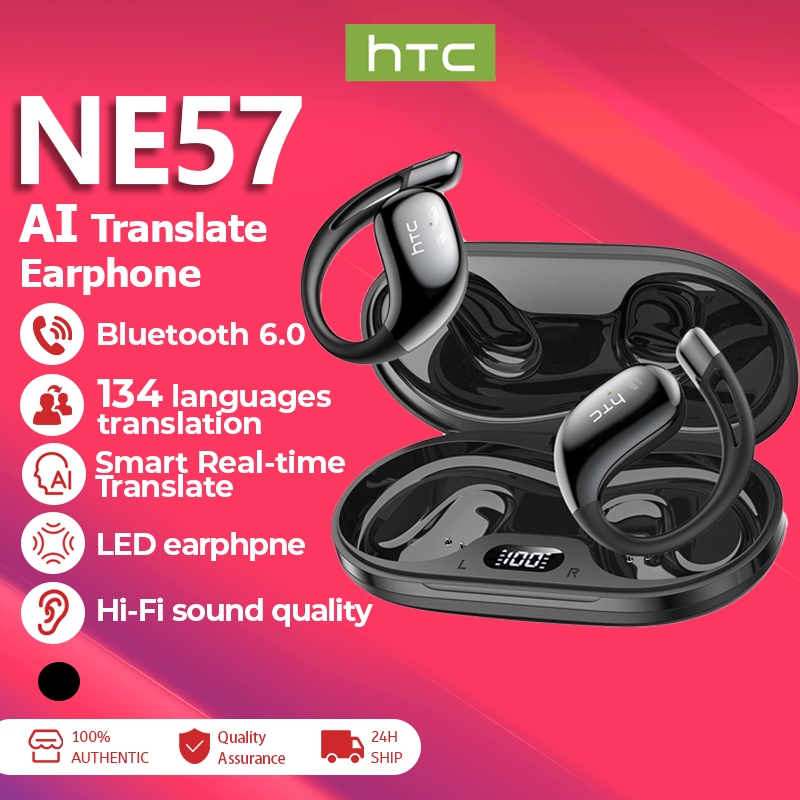 HTC NE57 AI Translation Earphones Bluetooth 6.0 Earphones Supports 134 Languages Wireless Earbuds High-Quality Sound Stylish Design 400mAh Battery