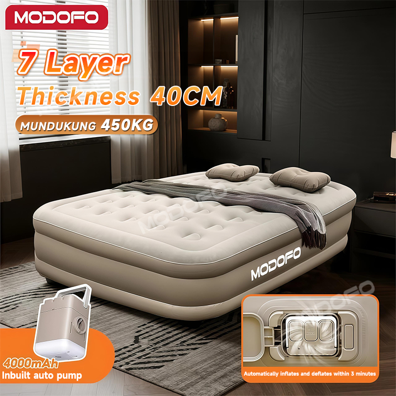 Free pillow MODOFO Inflatable Air Bed Double Size with Electric Pump Portable Foldable For Camping Tilam King Size