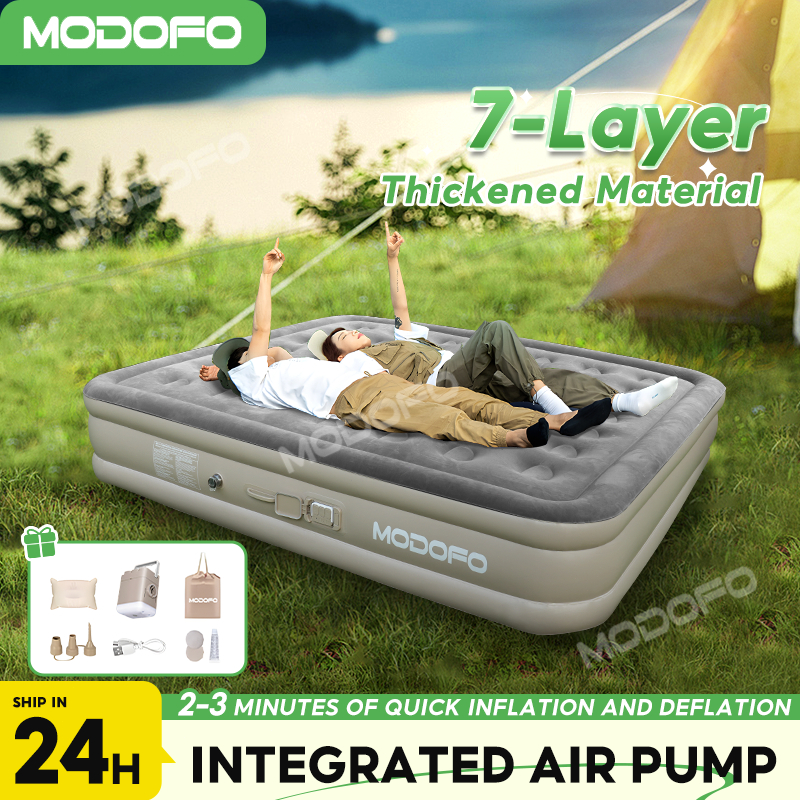 MODOFOFree pillowInflatable Air Bed Portable Automatic Double Size with Electric Pump For Camping Tent camping air bed tilam angin queen king size