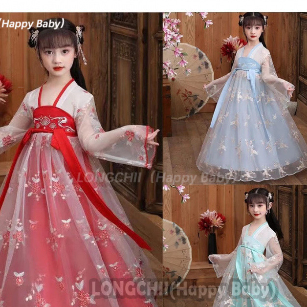 Baju girl clothes 【Ready Store】汉服女童 2-16Years Hanfu 古装公主裙 古风裙 唐装 kids girl Hanfu dress Retro dress Chinese traditional dress kids Fairy Dress Ancient Costume Clothes Chinese Style Children's Suit Ancient Fairy Dress