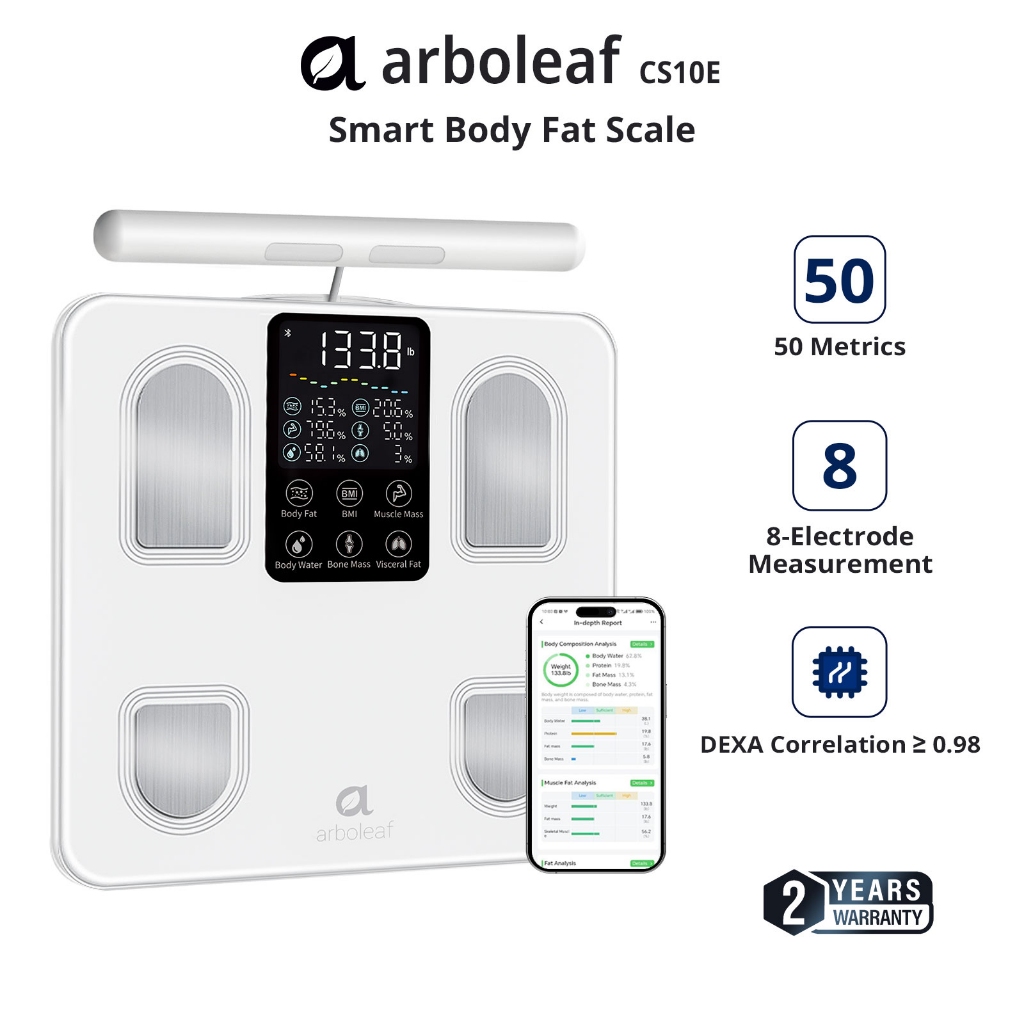 Arboleaf Smart body Fat Scale 8 Electrode Bluetooth Body Fat Weight Monitor 50 Body Composition Monitor Scale CS10E