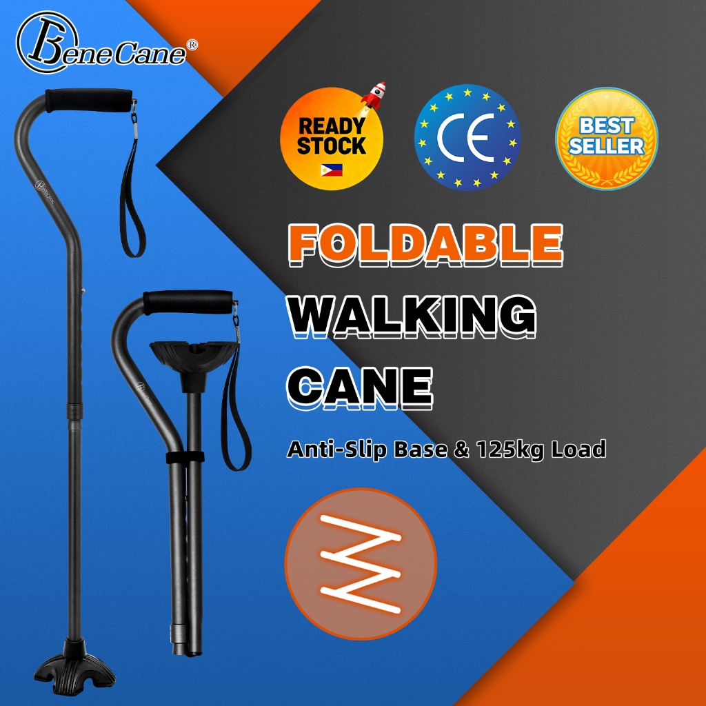 Foldable Walking Stick Adjustable Lightweight Aluminium Tongkat Jalan Selesa For Elder Seniors