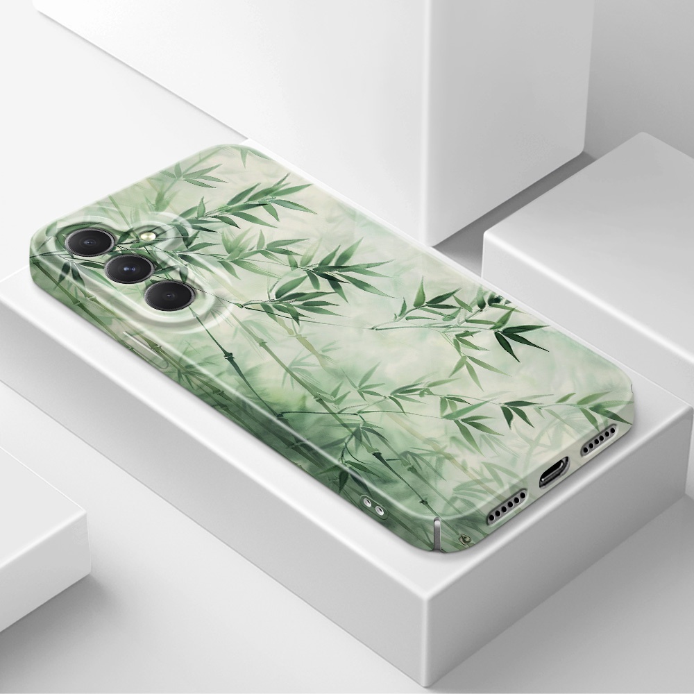 Phone Case For Samsung Galaxy A54 A34 A24 A14 A04E A04S A73 A53 A33 A23 A13 A52 A52S A32 A22 A21S 4G 5G Green Bamboo Forest Film Hard Cover