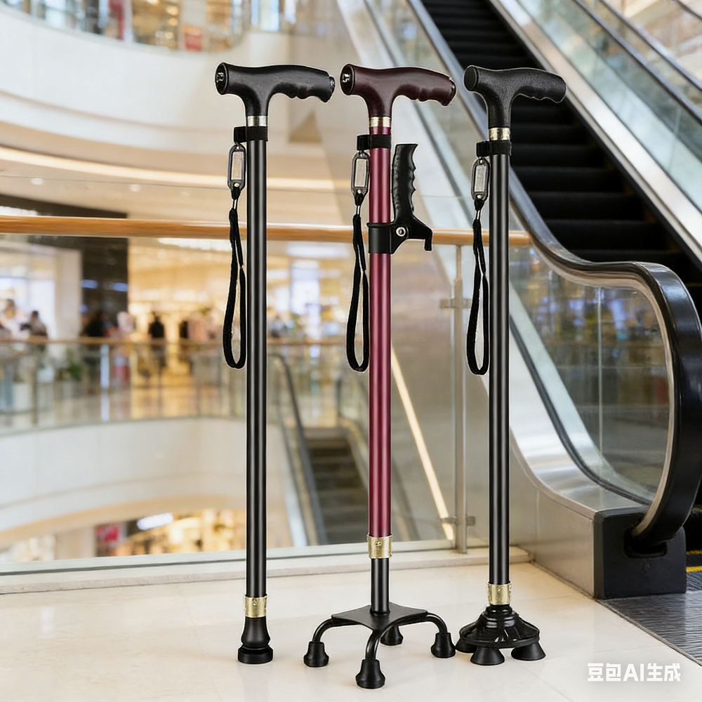 Elderly Crutches Shock-resistant Crutches Big Four-legged Cane、walking aid、walking cane、tongkat orang tua、tongkat lipat、tongkat 4 kaki、Foldable walking stick for elderly、 kaki 4、拐杖椅子