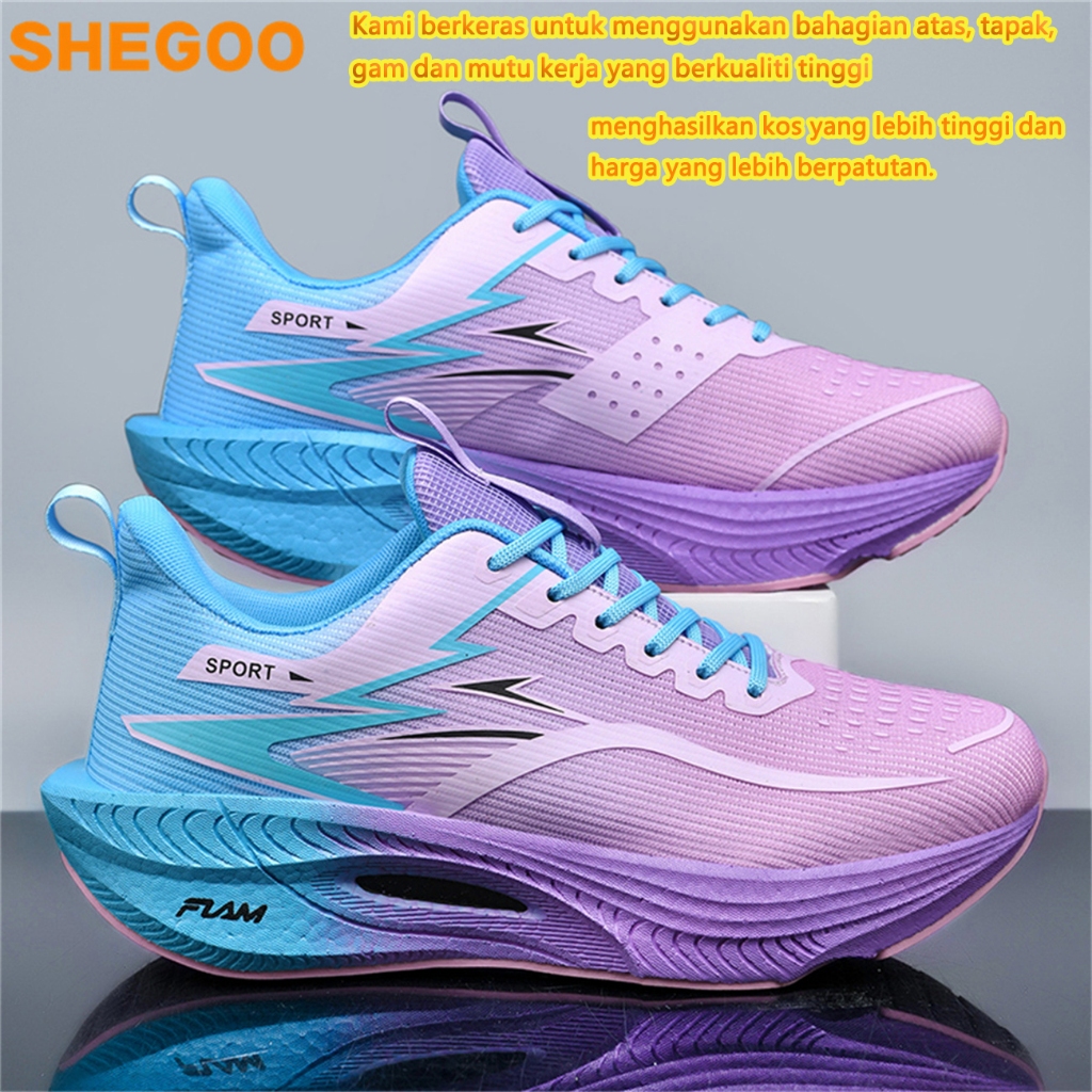 SHEGOO Flying Burn 3 Professional Marathon Kasut Sukan Running Perempuan Sport Shoes Women Men Mesh Breathable Soft Soled Lightweight Non Slip Jogging Shoes