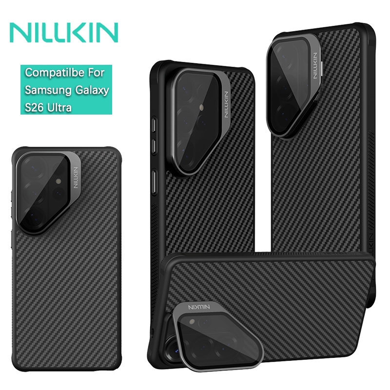Nillkin Compatible For Samsung Galaxy S26 Ultra/S25 Ultra CarboProp Magnetic Aramid Fiber Shockproof Protect Camera Lens Kickstand Hard Back Cover Phone Case Casing Shell
