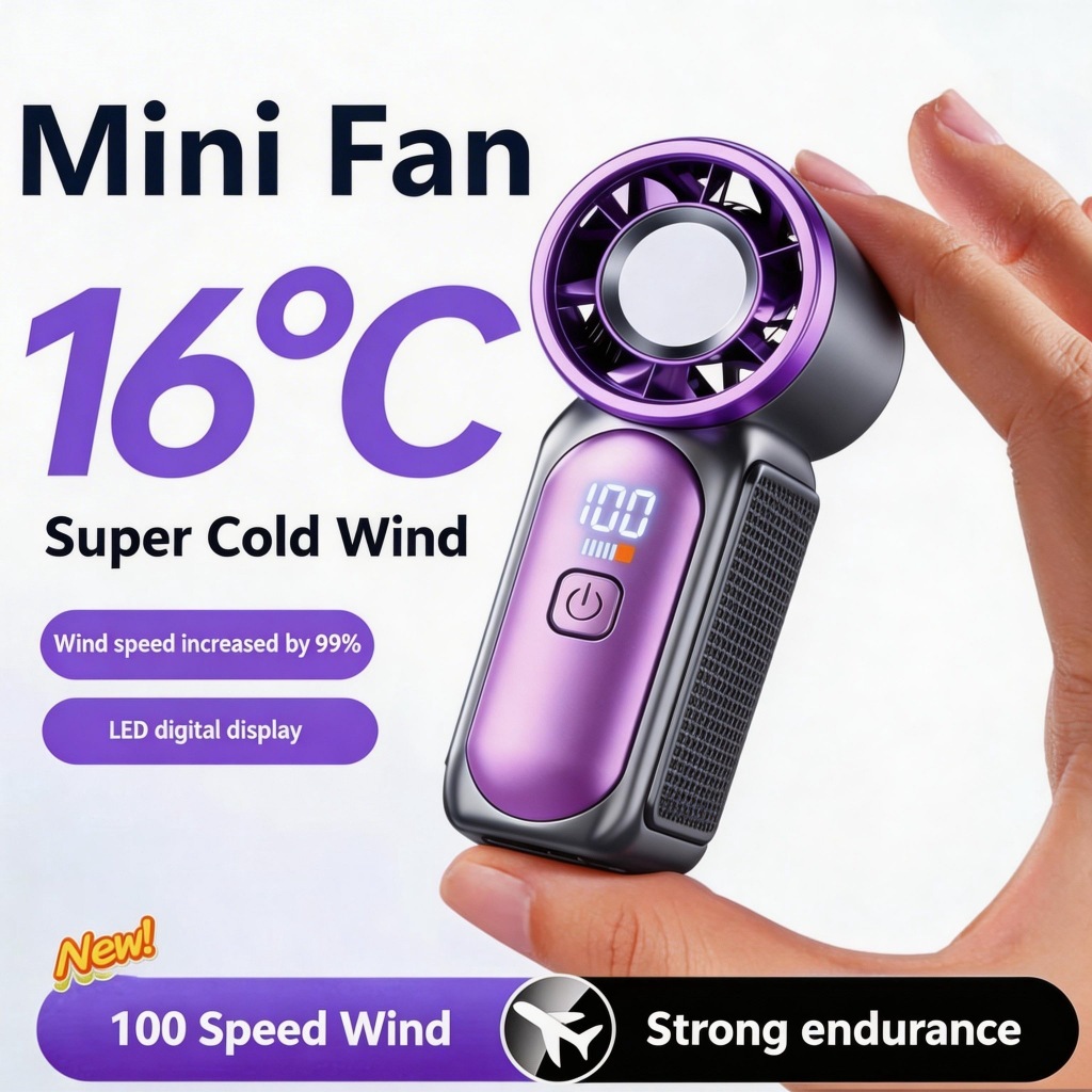 2026 NEW Kipas mini 6000mAh Portable Mini Handheld Fan 3.5 Inch High Speed Personal Turbo Strong Wind Outdoor Travel Fan