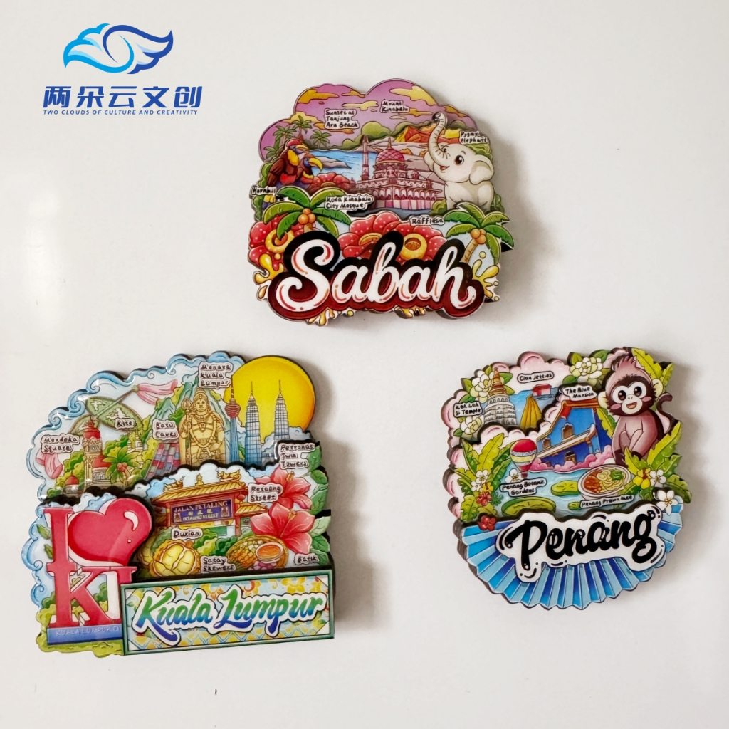 Malaysia Refrigerator Stickers Penang Kuala Lumpur Sabah Tourist Souvenirs Fridge magnet Magnetic Stickers
