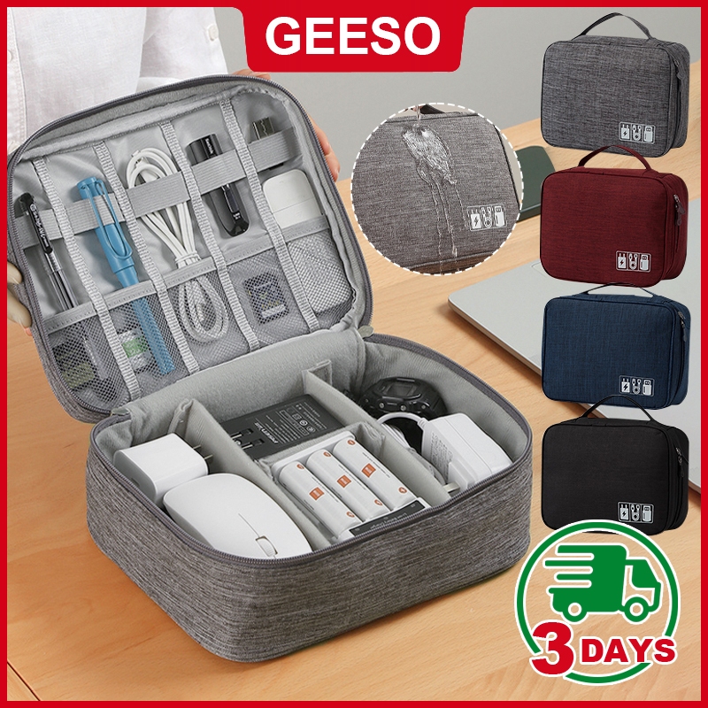 GEESO Travel Electronic Gadget Organizer Bag USB Cable Storage Bags Multi-Function Pouch Large Cable Organiser Bag Accessories 数码配件收纳包