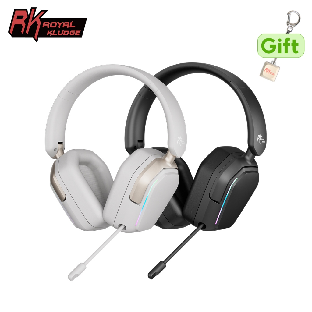 RK Royal Kludge RK HG101 Gaming Headphones Wireless 40mm Speaker Driver with RGB Lights Protein Skin Earmuffs