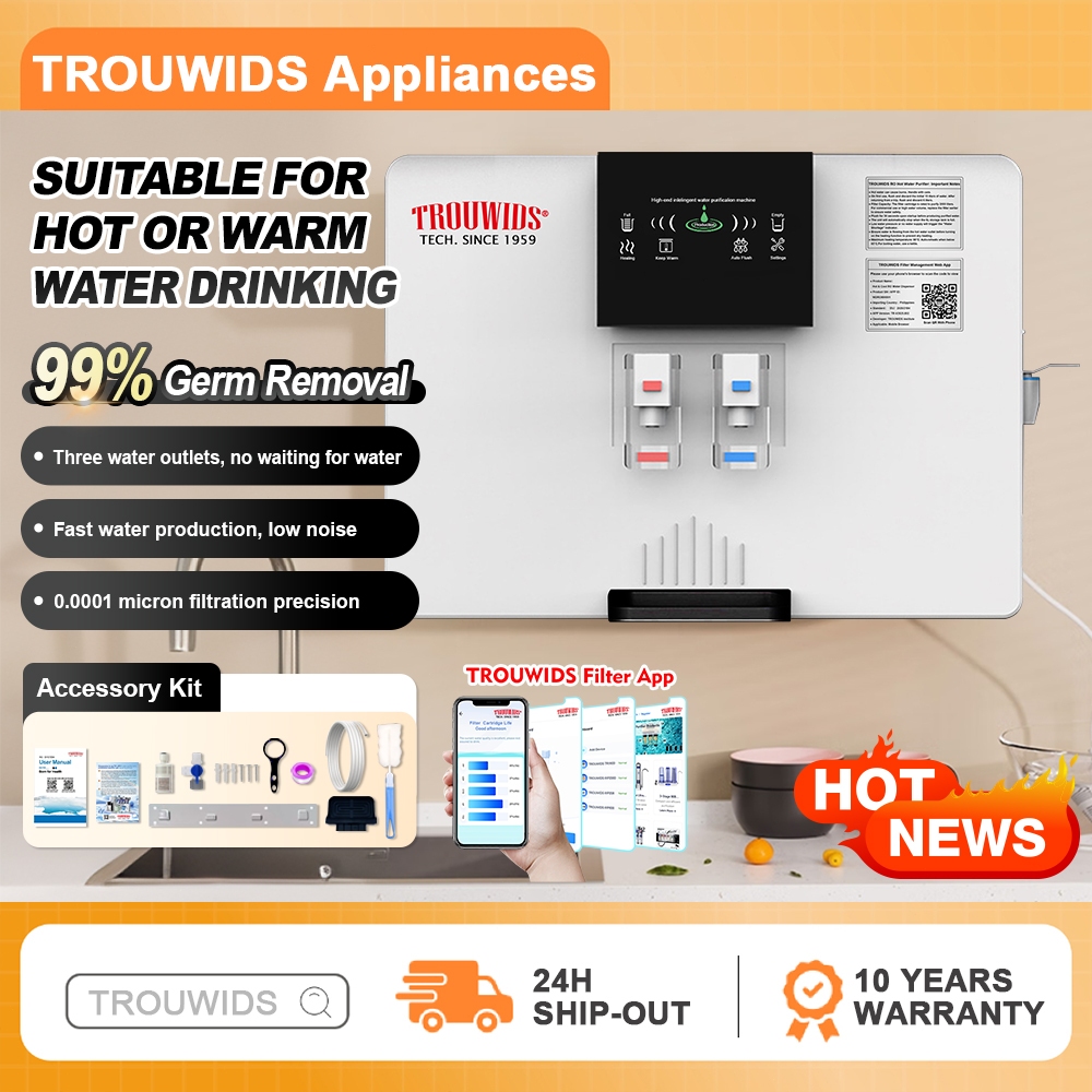 TROUWIDS Instant Water Dispenser Hot And Cold RO Water Filter Dispenser Tabletop Drinking Water Purifier 反渗透过滤水机