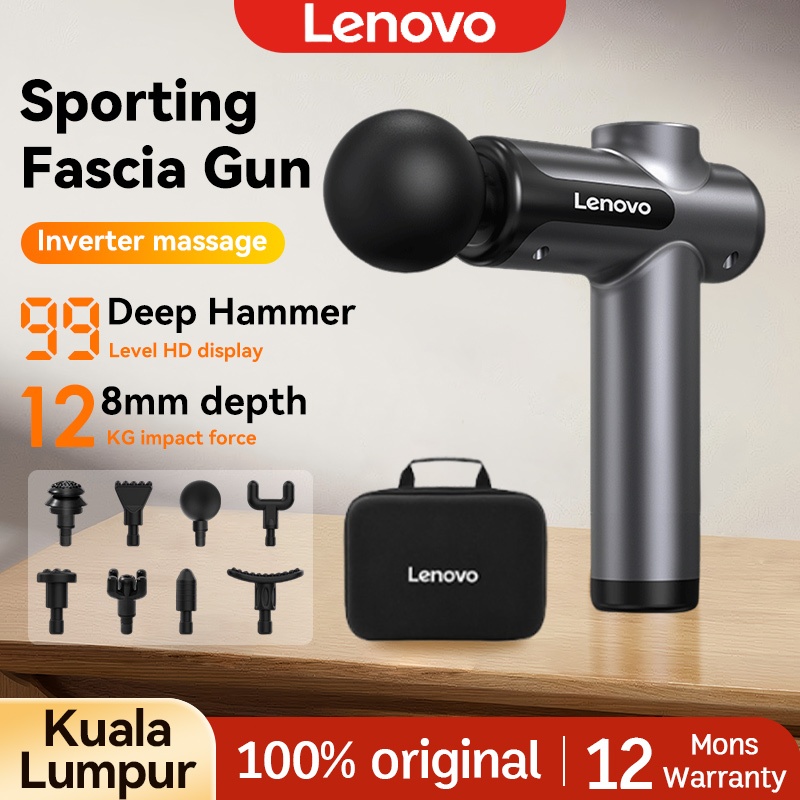 Lenovo Powerful Wireless Massager gun 8 Heads Rechargeable For Shoulder, Back, Neck, Waist, Leg And Foot Massage 筋膜枪