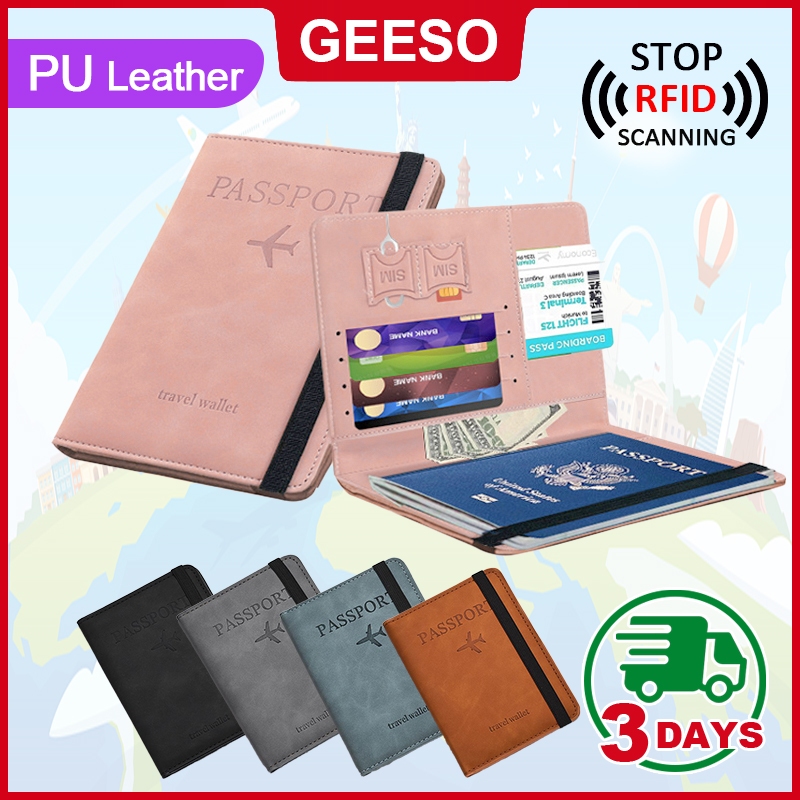 GEESO PU Leather Passport Holder Slim ID Card Travel Passport Cover Multifunction Passport Wallet Unisex 皮革护照包