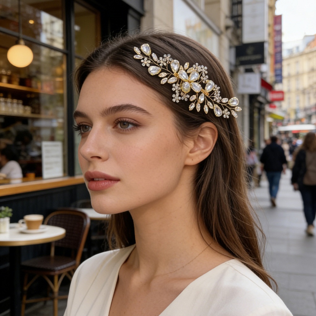 Bridal Headdress Rhinestone Hair Comb Simple High-End Wedding Coiled Hair Headdress Hand-Insert Combed Hair Insert