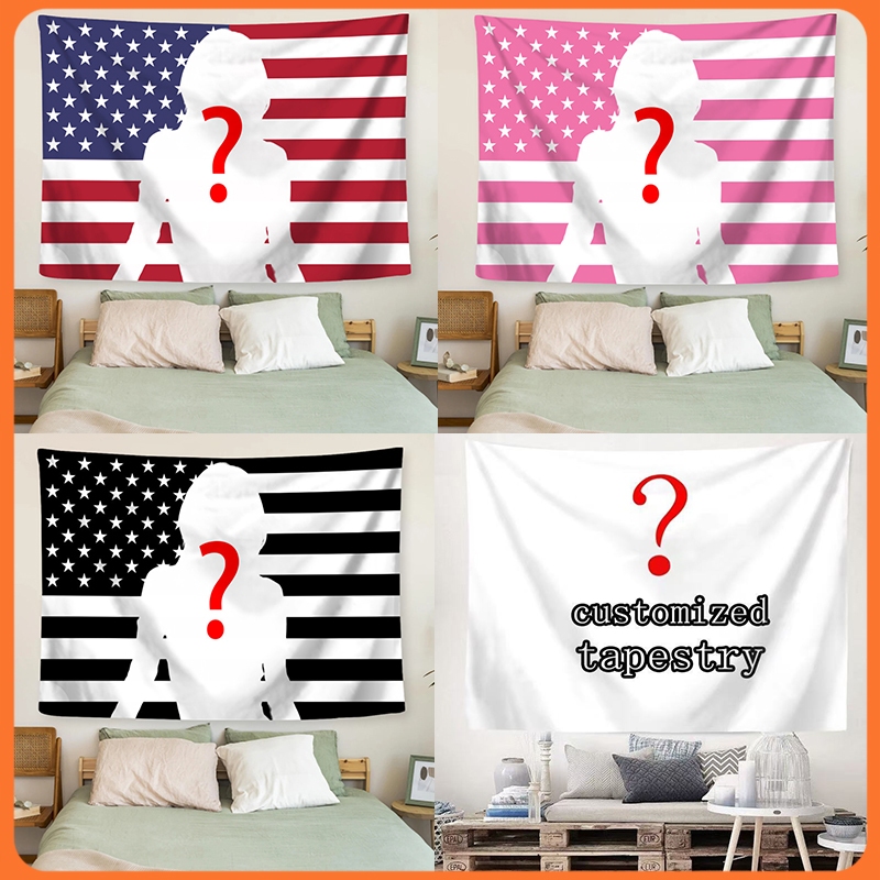 DIY Custom Photo American Flag Tapestry Bedroom Wall Hanging Tapestry Home Decoration