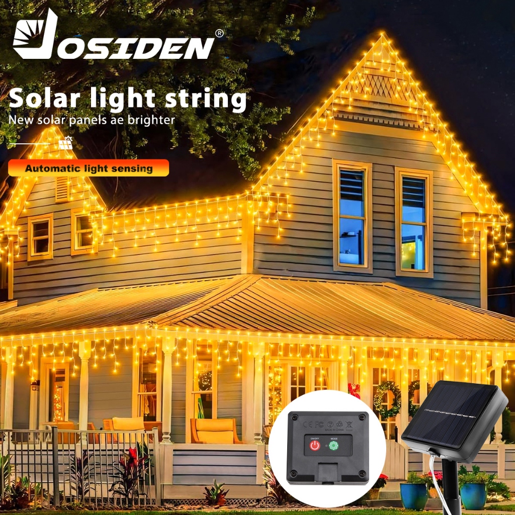 9M solar waterproof Christmas ice strip light outdoor lighting LED curtain light fairy light XMAS chinese new year decorations lampu