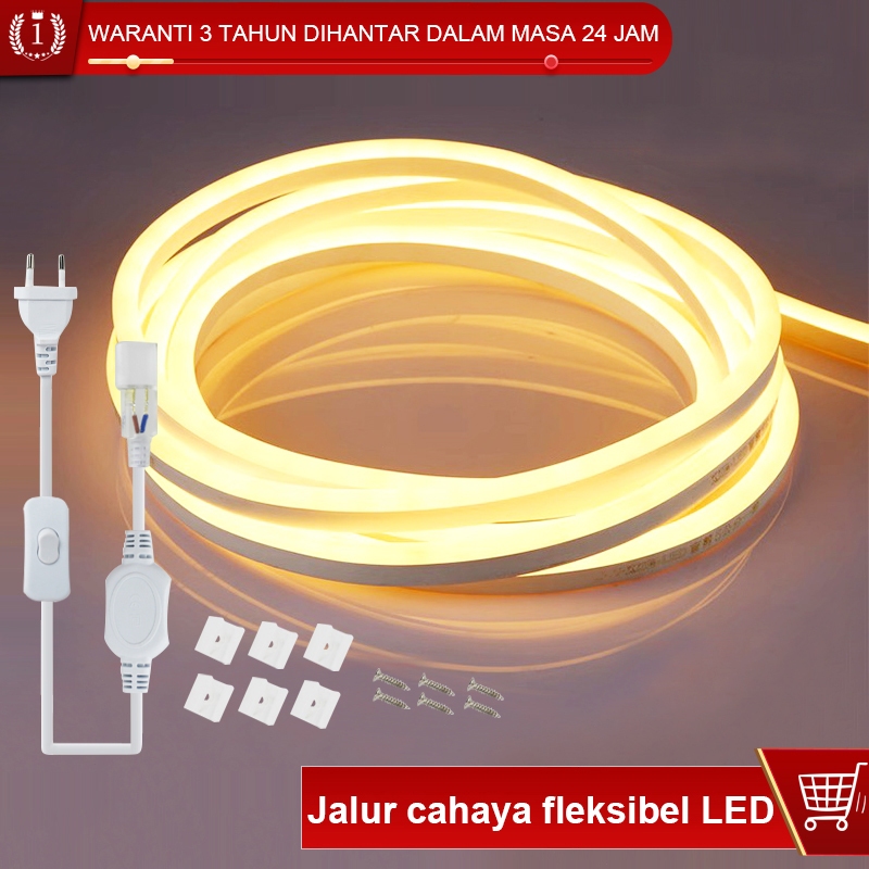 Lampu neon LED fleksibel 220V lampu hangat / putih IP65 kalis air pencahayaan dalaman / luaran 20m