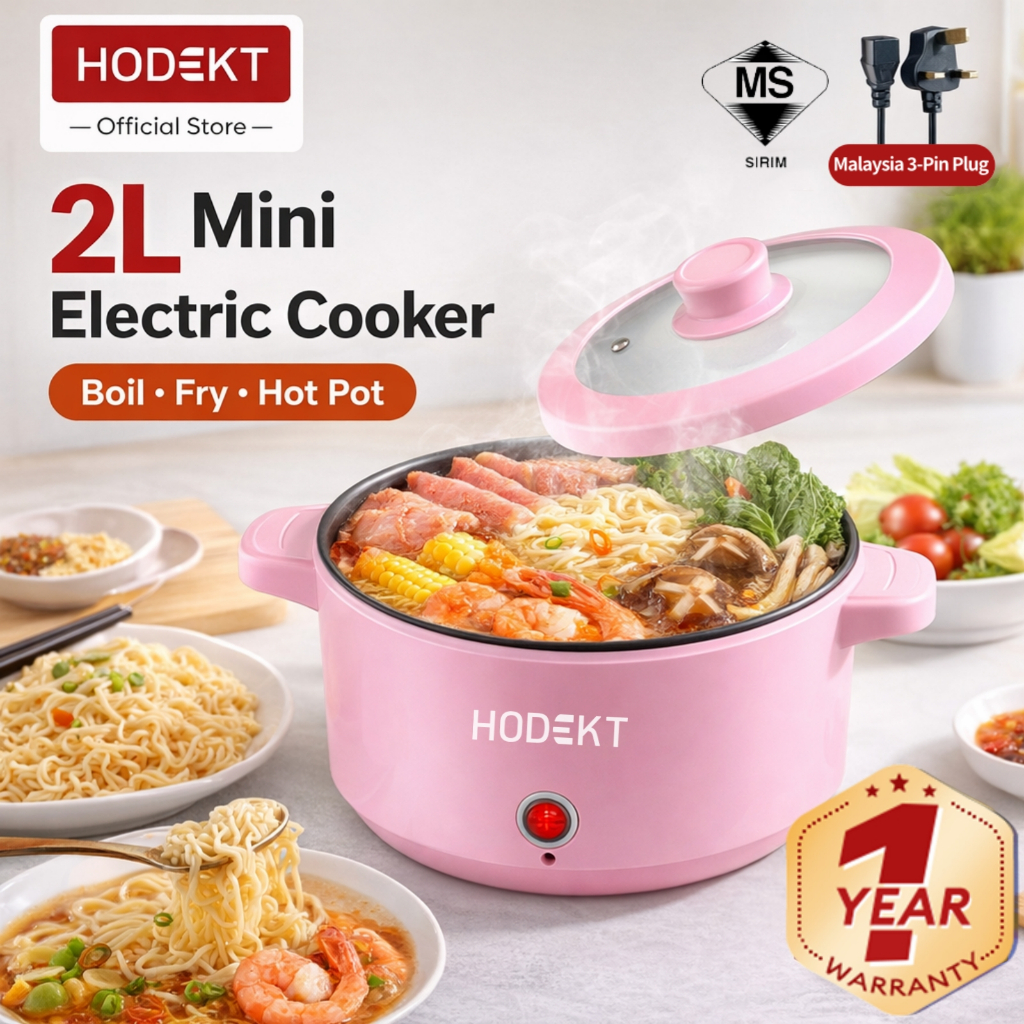 HODEKT 2.0L Multi-Functional Electric Cooker Mini Rice Non-Stick Cooker Inner Pot 20CM 2 Level Heating Periuk Pemasak Elektrik Pelbagai