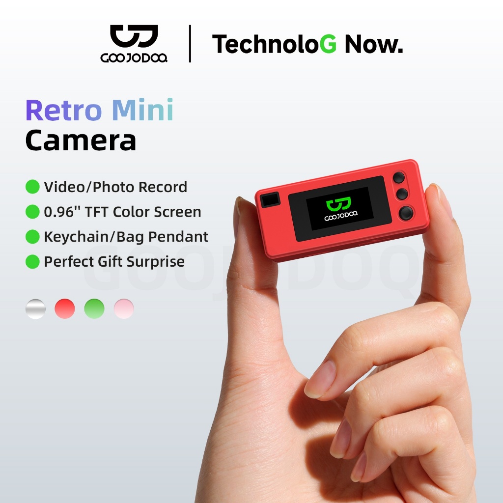 GOOJODOQ Thumb Camera Retro CCD Mini Digital Supports up to 32GB TF Card Comes with Keychain Pendant