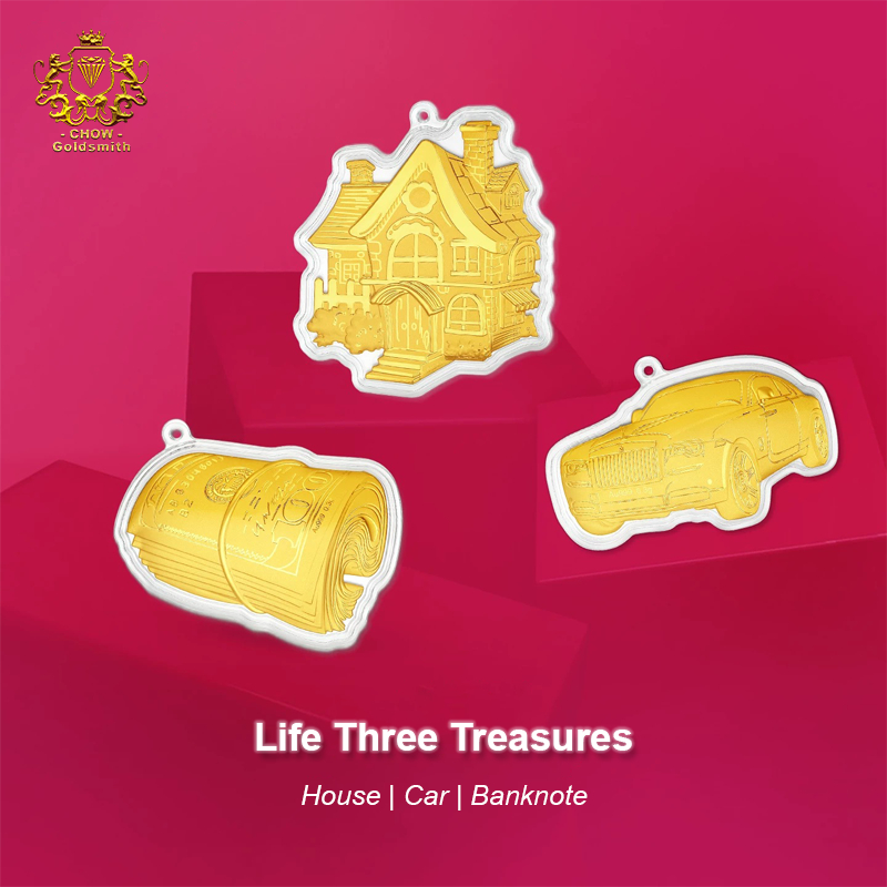 【CHOWGoldsmith】999 0.3g Gold Bar Pure Gold House Car Banknote Gold Piece Solid&hellip;