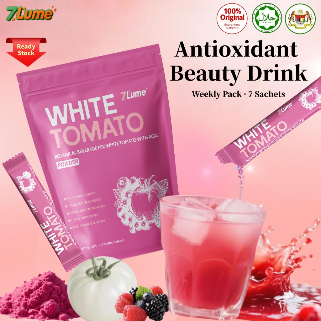 【HALAL】7Lume White Tomato Beauty Supplement Skin Whitening Drink Antioxidant Boosts Sun Protection Reduces Dark Spots Berry Blend for Men & Women