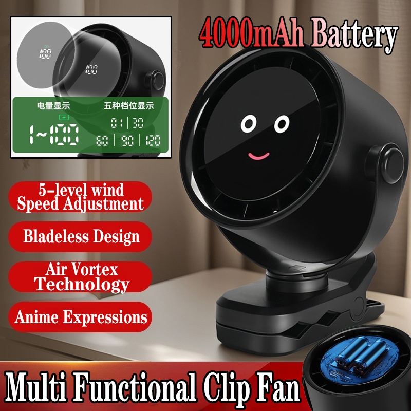 Portable Fan Table Fan Desktop Fan Clip Hanging Wall Adjustable Rechargeable Strong Wind