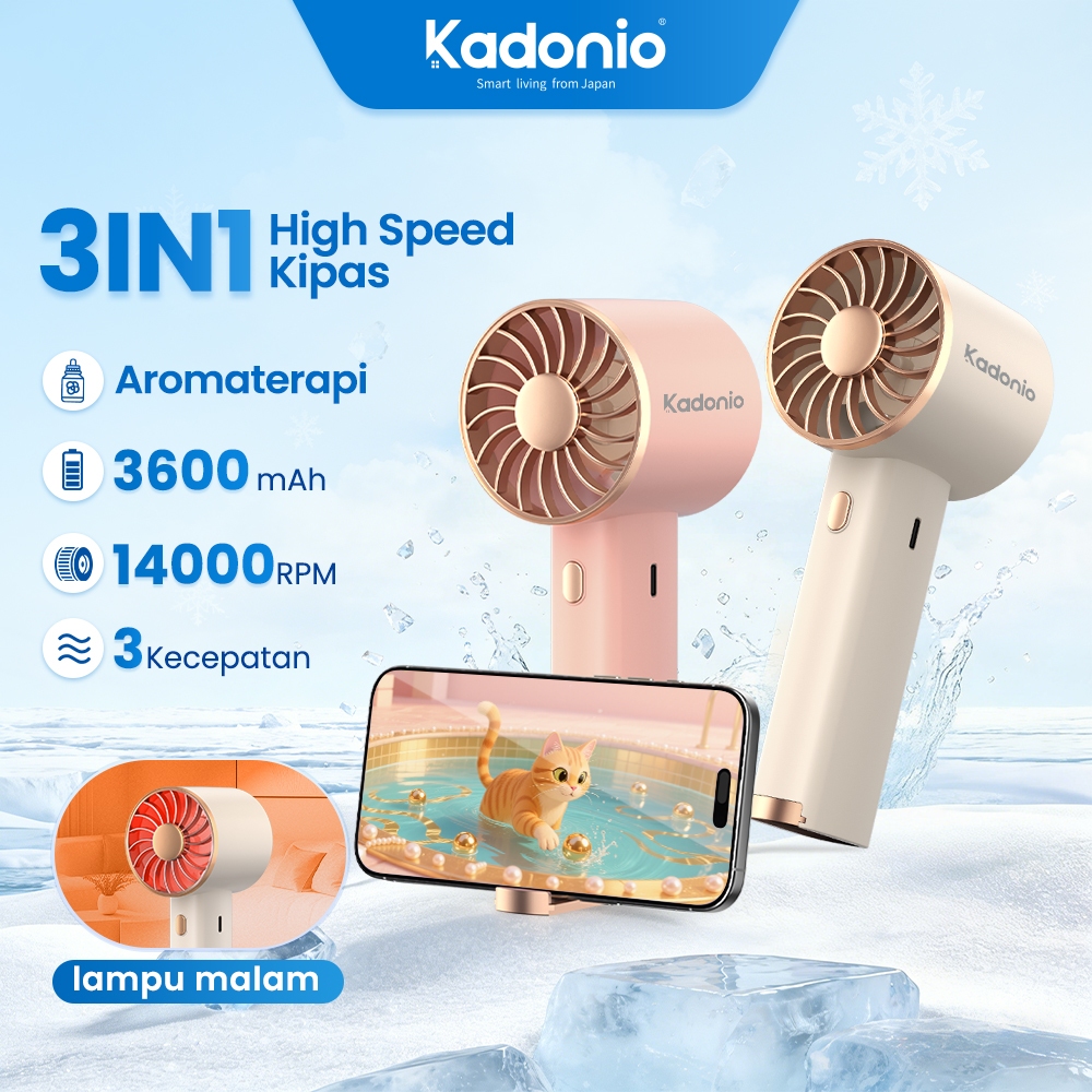 Kadonio Mini Fan Kipas Fan Portable Fan Usb Kipas Rechargeable Cooling Desk With Phone Holder Night Light Outdoor Indoor FN16