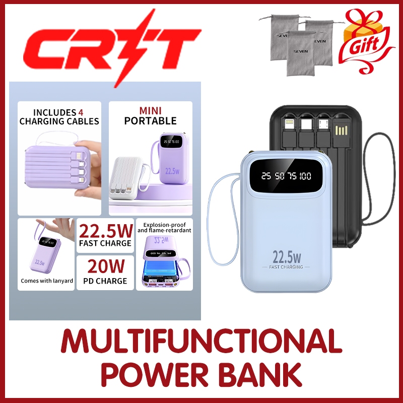 CCC 20000mAh 22.5W Fast Charging Power Bank Carry-on Power Bank Compatible with iPPhone, Xiaomi, Samsung, and Huawei Smartphones Cute Mini Power Bank with Lanyard, Portable Design, LED Digital Display