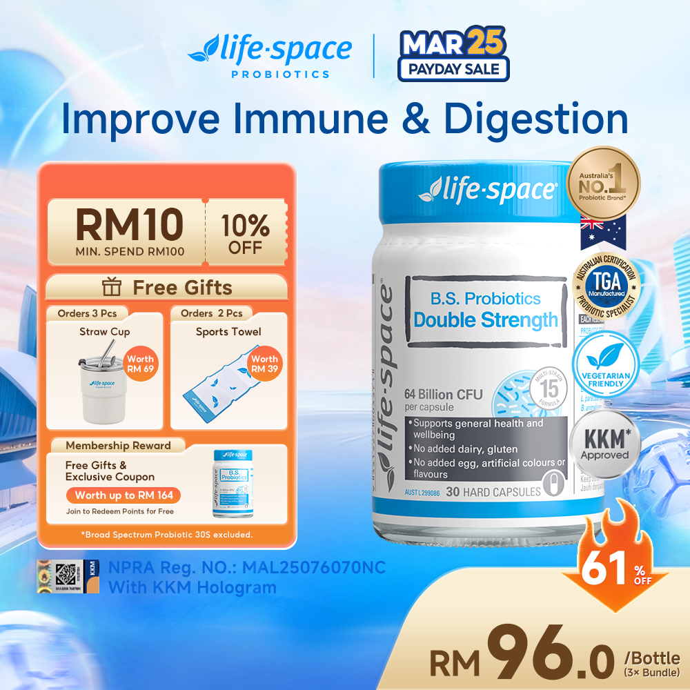 LIFE-SPACE B.S. PROBIOTICS DOUBLE STRENGTH CAPSULE | constipation | [Double Strength | 2X The Power] for Gut & Digestive Health, Boost Immunity, Restore Microbiome Balance | sembelit |