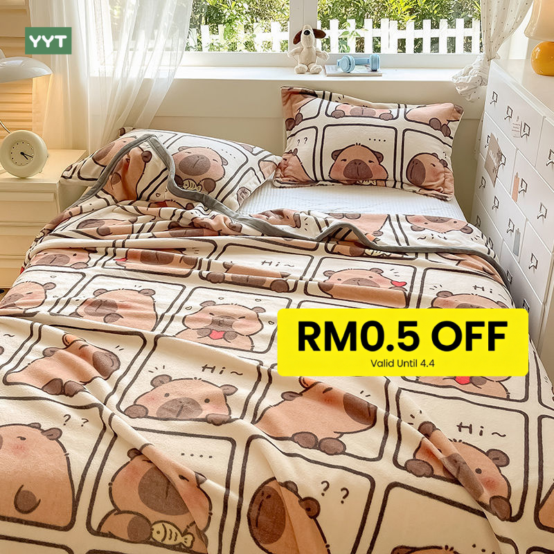 YYT Breathable Non-Shedding Coral Fleece Blanket – Single/Queen/King