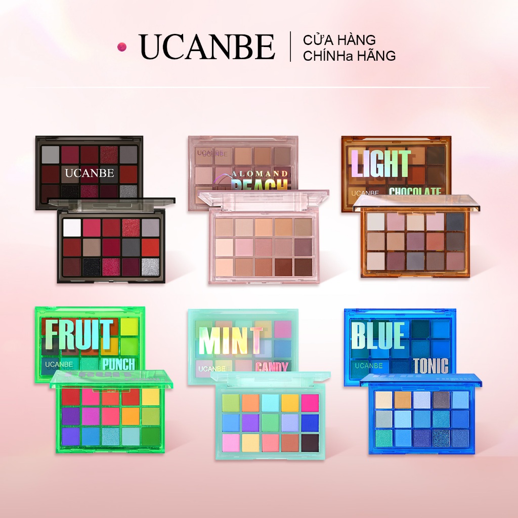 UCANBE 15-Color Eyeshadow Palette - Matte, Shimmer, Glitter - Pink, Purple, Red, Blue, Yellow, Green, Smokey Highly Pigmented Daily & Party Makeup Kit