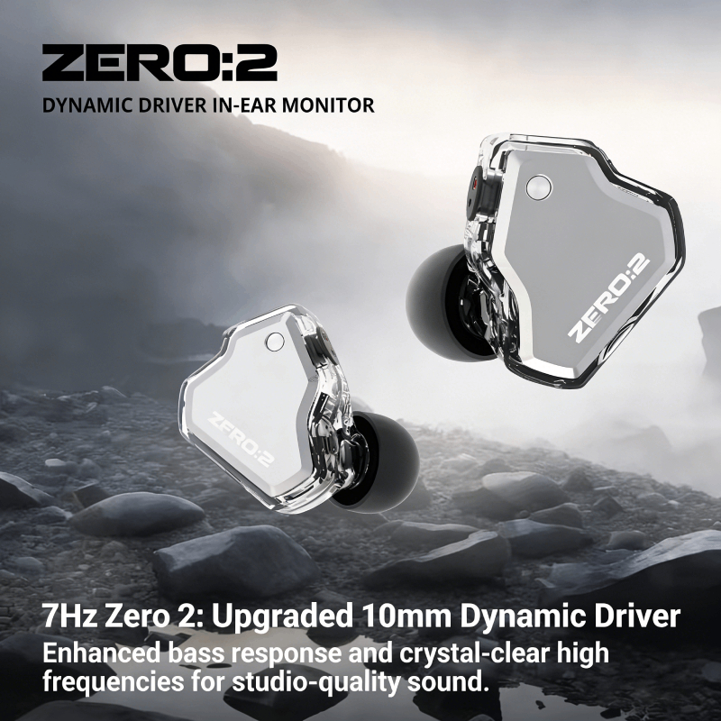 7Hz x Crinacle Zero 2 Generation Earbuds Updated 10mm Dynamic Driver IEMs Wired Earphones Gaming Headsets with OFC IEM Cable Silver Black Blue Perfect Gift For Musician