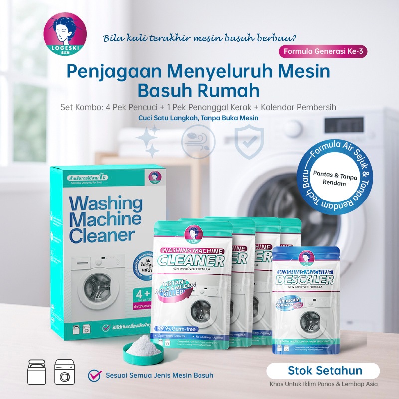 LOGESKI Washing Machine Cleaner Tanpa Rendam Buang Kotoran Degil Kulat Hilang Bau Bunuh 99% Bakteria