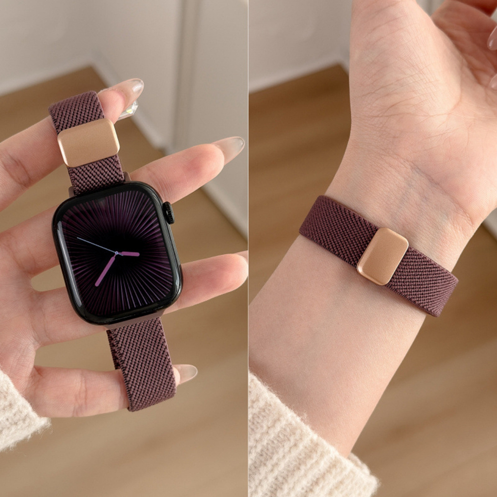 Magnetic Buckle Nylon Elasticity Strap For Apple Watch band women Slim Bracelet Series 11/10/9/8/7/6/5/4/3/2/1 SE 38mm 40mm 41mm 42mm 44mm 45mm 46mm 49mm