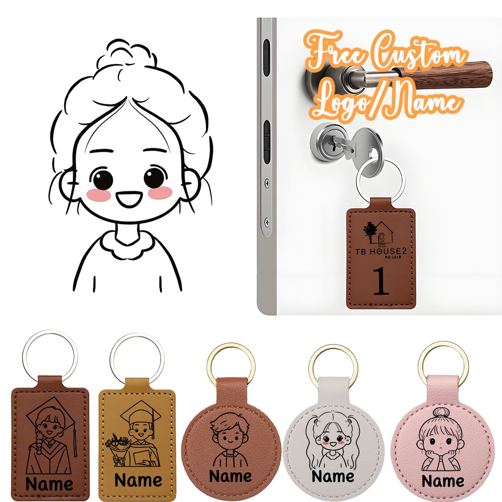 Personalized customization leather keychain number plate company store advertising promotion gift graduation birthday party travel souvenir