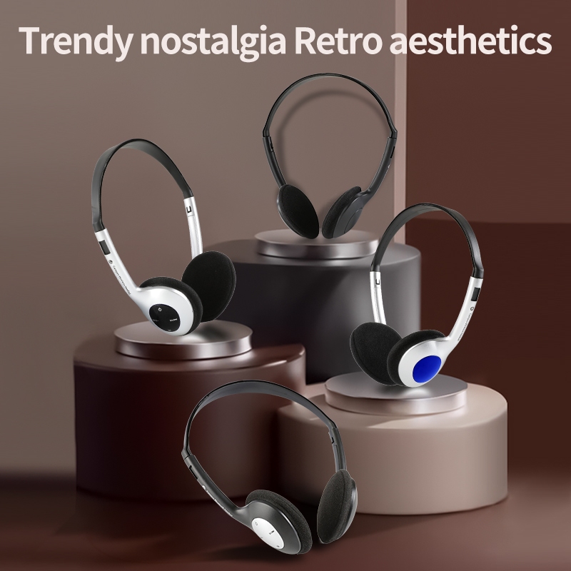 (Ships from Malaysia)Retro Trendy Wireless Bluetooth Headphones Premium Stylish Design Deep Bass Comfortable Adjustable Fit Lightweight Portable HD Microphone Clear Calls Long Battery Life Free Audio Cable Included