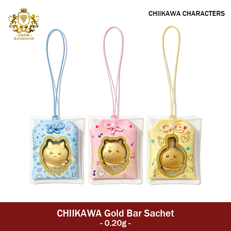【CHOWGoldsmith】Pure Gold 999 Chiikawa Bar 0.2g Hachiware Usagi Gold Pieces Lucky Bead