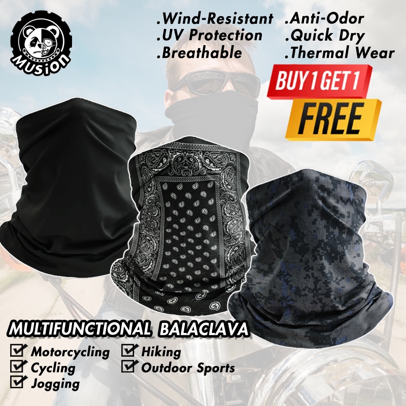Musion Multifunctional Balaclava Neck Gaiter Buy 1 Get 1 Free UV Protection Windproof Face Mask for Motorcycle Riding Quick Dry Breathable Headwear for Outdoor Sports