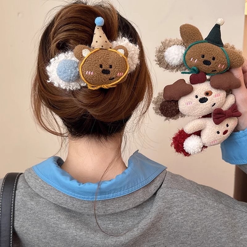 6 PCS Girls Plush Hair Clips Plate Hair Duckbill Clip Ladies Daily Hair Accessories Cute Hair Clips