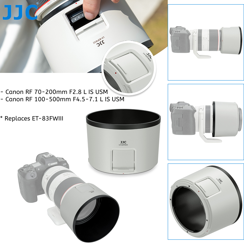 JJC ET-83FWIII Reversible Lens Hood for Canon RF 70-200mm F2.8 L IS USM & RF 100-500mm F4.5-7.1 L IS USM Camera Lens with 77mm CPL ND Filter Adjustment Window