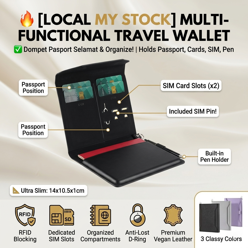 Slim Travel Passport Bag RFID Blocking Card Ticket Storage Case for Business Travel Waterproof Dompet Pasport Viral