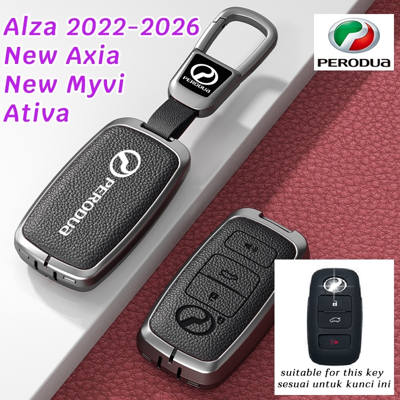 Zinc Alloy Protective Key Case & Keychain for Perodua New Axia Myvi Ativa Alza 2022-2026 Car Remote Key