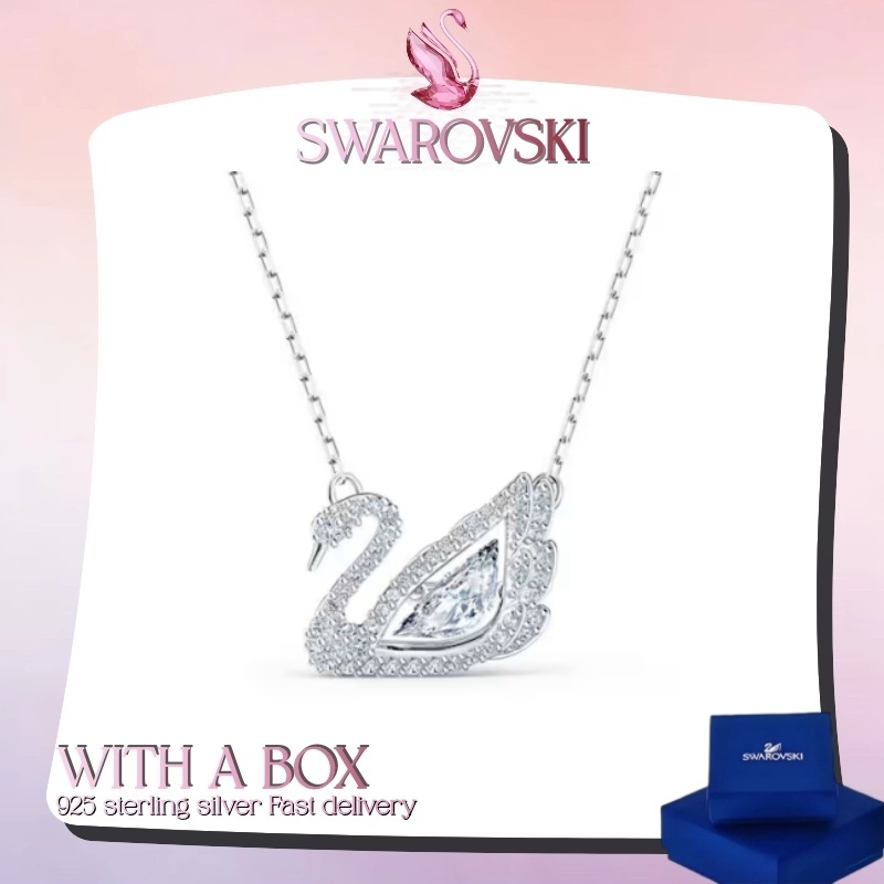 S925 sterling silver jewelry (with box)Swarovski White Swan Necklace Elegant Swan