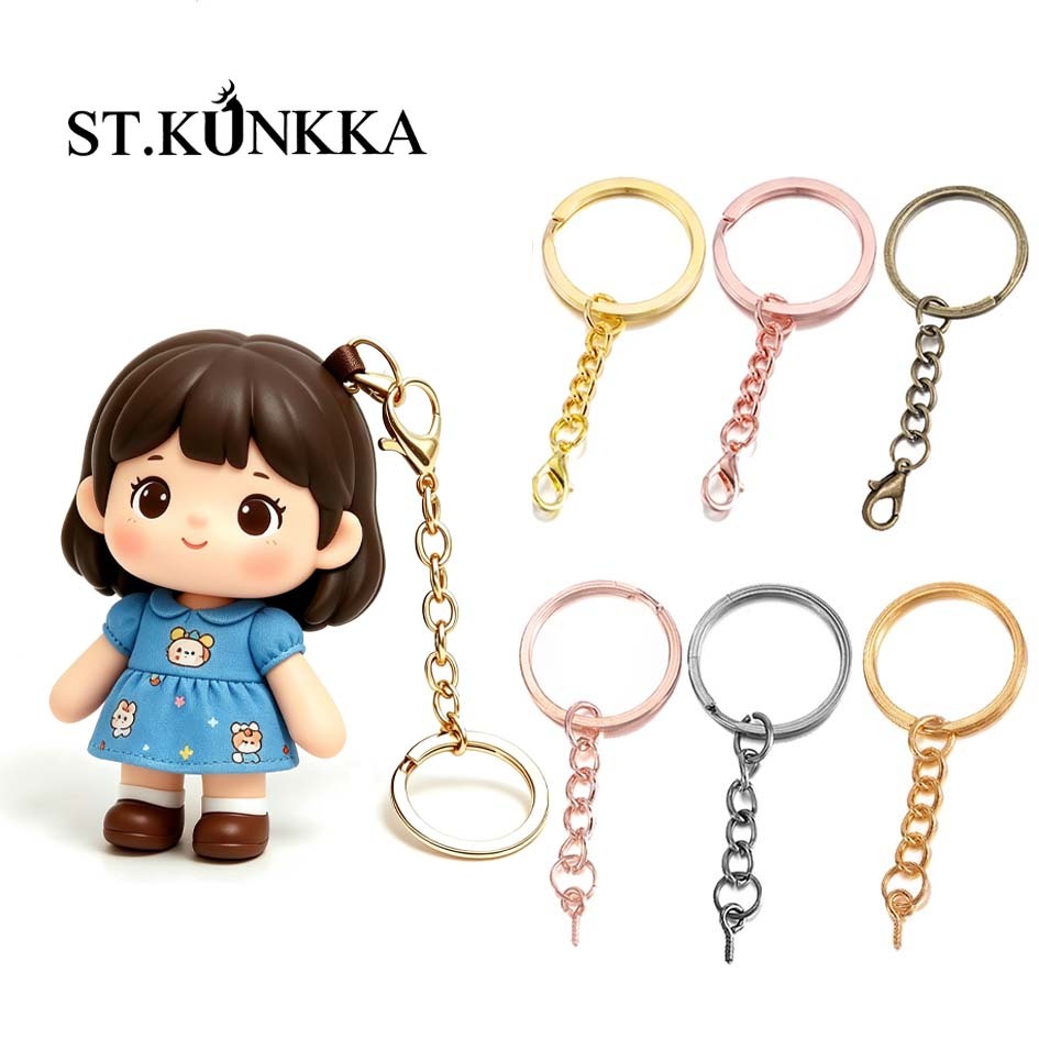 St.kunkka 10Pcs/pack Colored Metal Key Ring Key Chain for Diy Keychain Jewelry Making Supplies