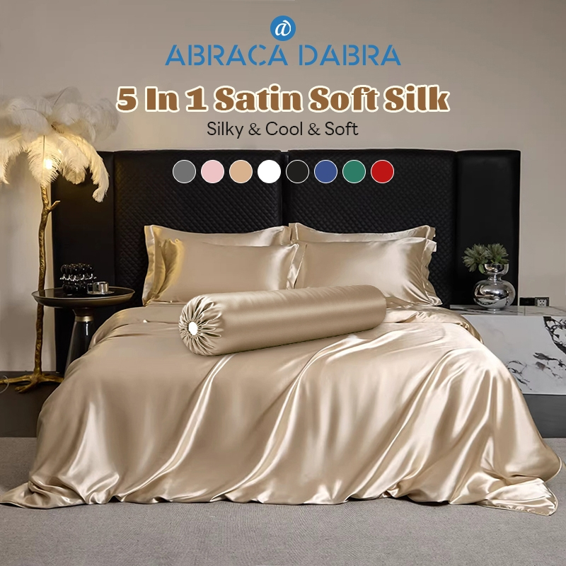 Abraca Dabra 5 In 1 Satin Soft Silk Solid Quilt Cover With Zipper - Single/Queen/King